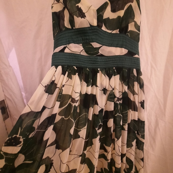 Katia dress, size med, green, black, cream, and beautiful gold design. - Picture 2 of 7